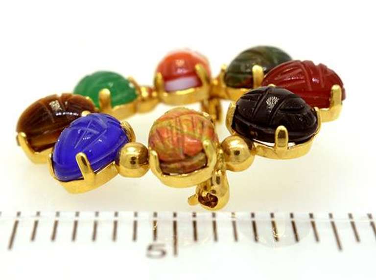 Multi-Gem Scarab Broach in Gold