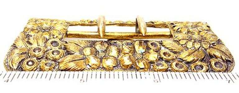 Antique Gold-Washed Sterling Floral-Themed Belt Buckle