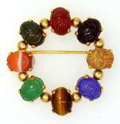 Multi-Gem Scarab Broach in Gold