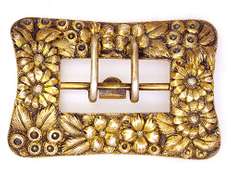 Antique Gold-Washed Sterling Floral-Themed Belt Buckle