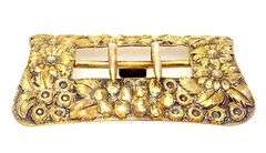 Antique Gold-Washed Sterling Floral-Themed Belt Buckle