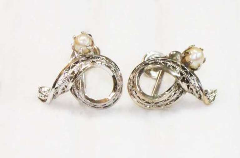 Vintage Sterling Silver & Cultured Pearl Earrings
