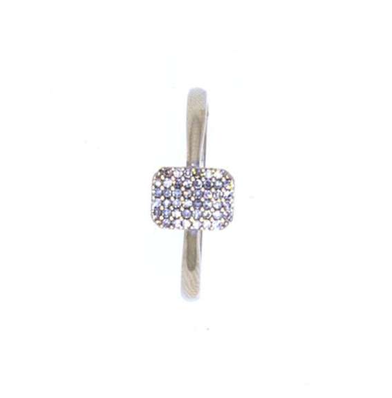 Diamond Rectangle Ring in White Gold, Size 6.75