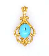 Vintage Turquoise Pendant in Gold