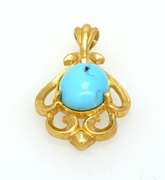 Vintage Turquoise Pendant in Gold