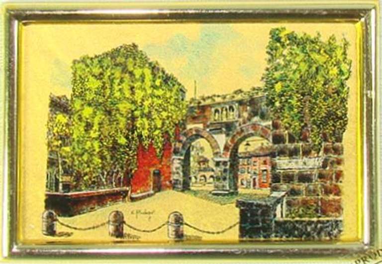Italian Handcrafted Collectible Cert. Gold Leaf Scenery