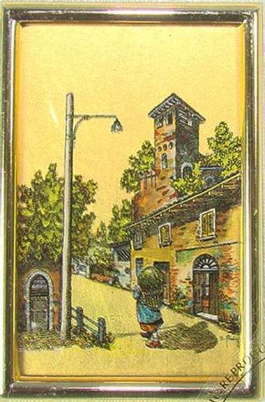 Italian Handcrafted Collectible Cert. Gold Leaf Scenery