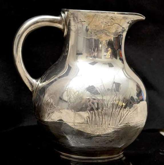 Whiting Asthetic Movement Sterling Acid Etched Water Pitcher