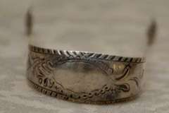 George 111 Ornate Feather Edge Sterling Sugar Tongs