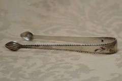 George 111 Ornate Feather Edge Sterling Sugar Tongs