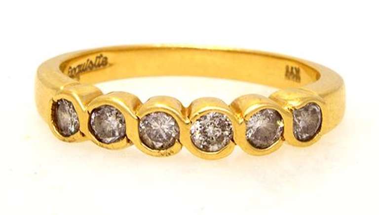 Diamond Band in Gold, Size 6.5