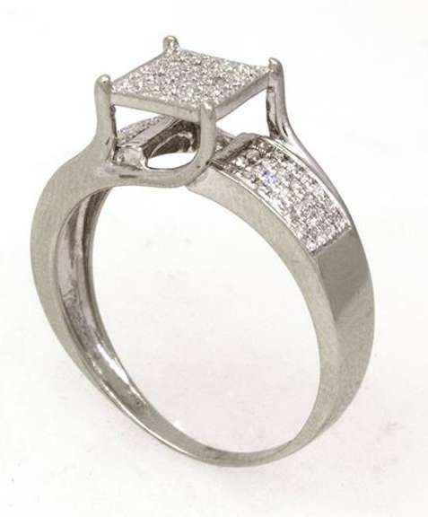 Pave Diamond Ring in White Gold, Size 8