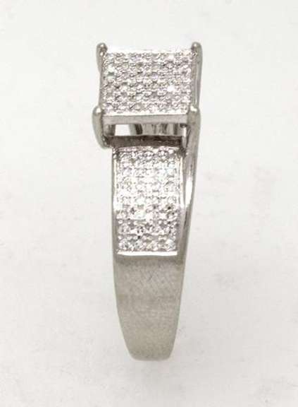 Pave Diamond Ring in White Gold, Size 8