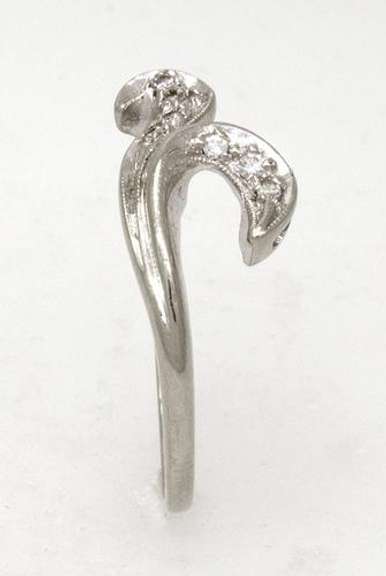 Diamond Wave Ring in White Gold, Size 7.75