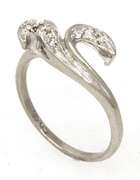 Diamond Wave Ring in White Gold, Size 7.75