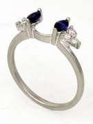 Sapphire & Diamond Insert Ring in White Gold, Size 6.5