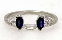 Sapphire & Diamond Insert Ring in White Gold, Size 6.5