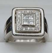 Platinum Princess & Round Diamond Square Ring