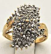 LADIES 10 KT YELLOW GOLD 1.50 CTW DIAMOND DOME RING.