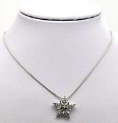 LADIES 14 KT WHITE GOLD WHEAT NECKLACE WITH A DIAMOND PENDANT