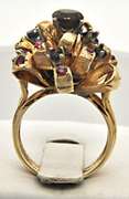 LADIES 14 KT YELLOW GOLD GEM STONE RING.