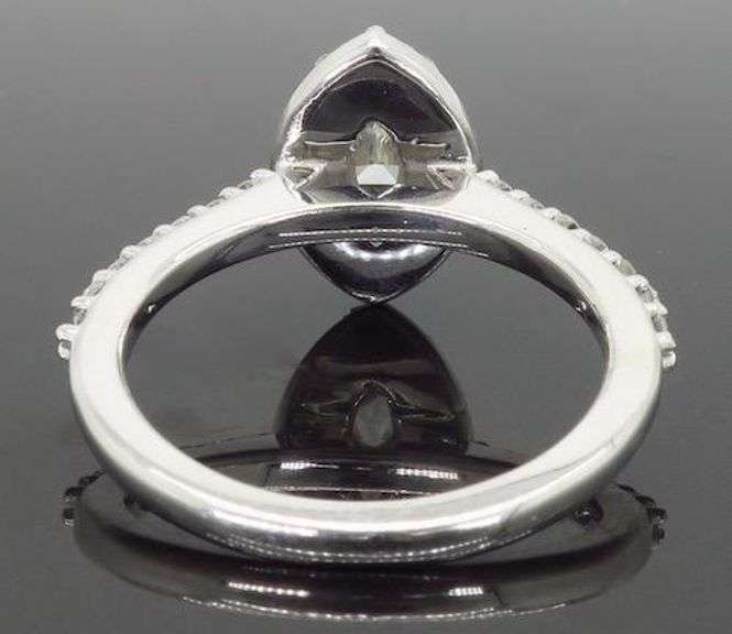14K White Gold Marquise Cut Halo Diamond Ring
