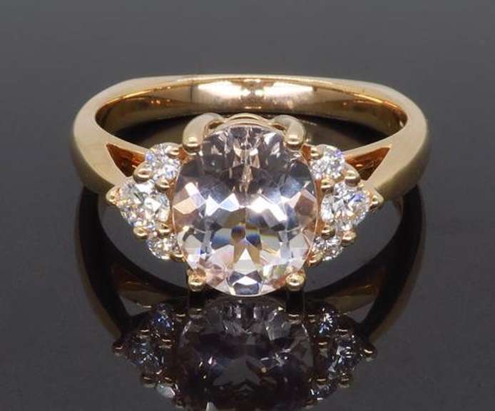14K Rose Gold Morganite and Diamond Ring