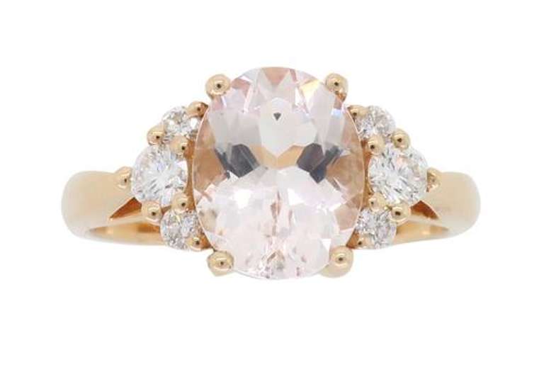 14K Rose Gold Morganite and Diamond Ring