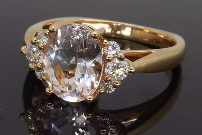 14K Rose Gold Morganite and Diamond Ring
