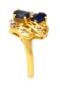 Ornate Sapphire & Diamond Ring in Gold, Size 5.5