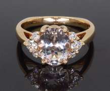 14K Rose Gold Morganite and Diamond Ring