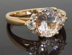 14K Rose Gold Morganite and Diamond Ring