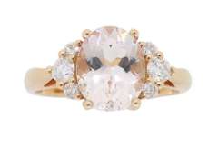 14K Rose Gold Morganite and Diamond Ring