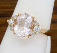 14K Rose Gold Morganite and Diamond Ring