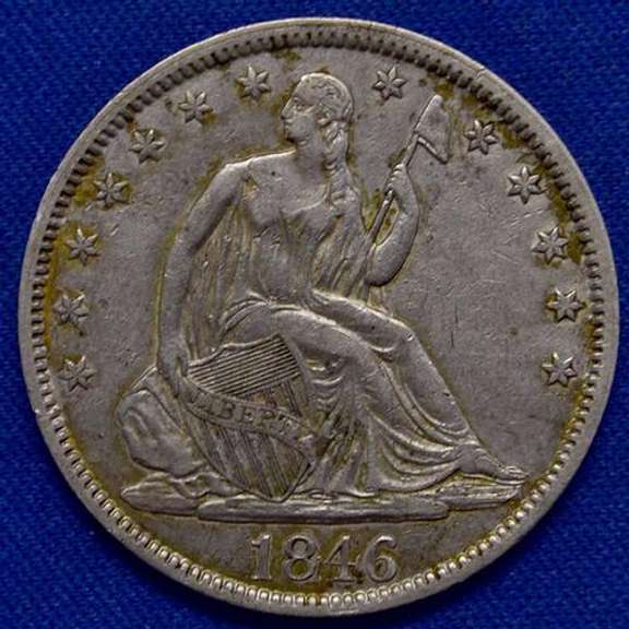 1846 Tall Date Seated Half Almost Near Unc