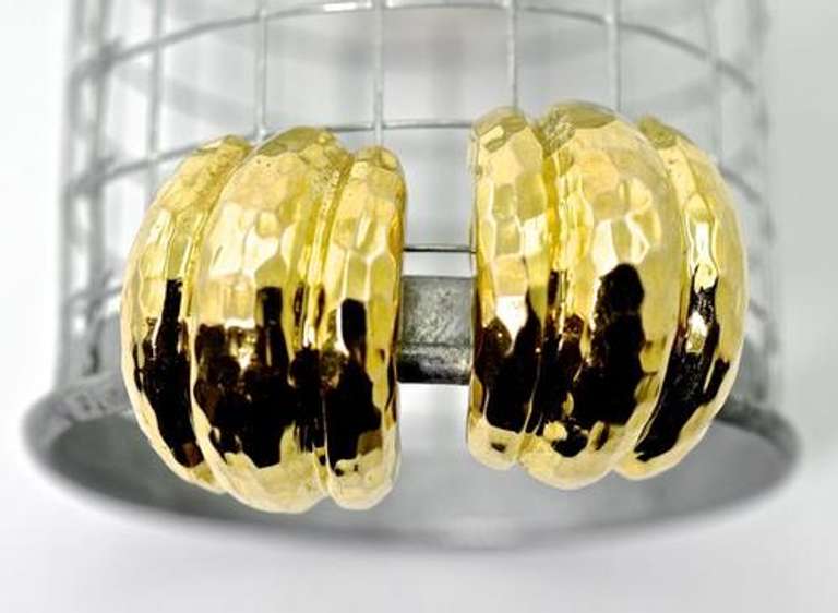 Reflective Textured 14K Omega Back Earrings