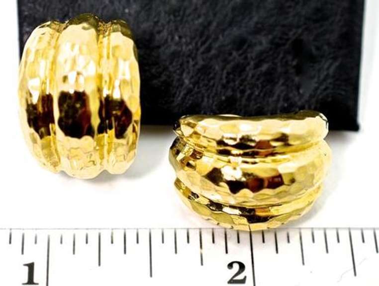 Reflective Textured 14K Omega Back Earrings