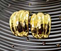 Reflective Textured 14K Omega Back Earrings