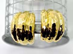 Reflective Textured 14K Omega Back Earrings