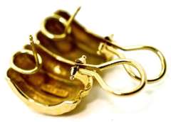 Reflective Textured 14K Omega Back Earrings