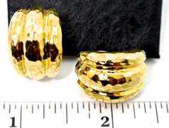 Reflective Textured 14K Omega Back Earrings