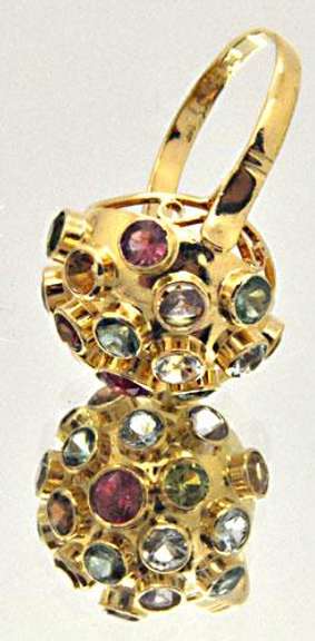 H STERN 18 KT GOLD MULTI-GEM STONE SPUTNIK RING.