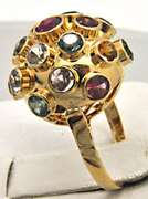 H STERN 18 KT GOLD MULTI-GEM STONE SPUTNIK RING.