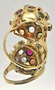 H STERN 18 KT GOLD MULTI-GEM STONE SPUTNIK RING.