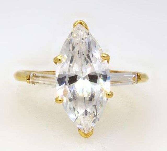 Shimmering Marquise CZ Ring in Gold, Size 7.75
