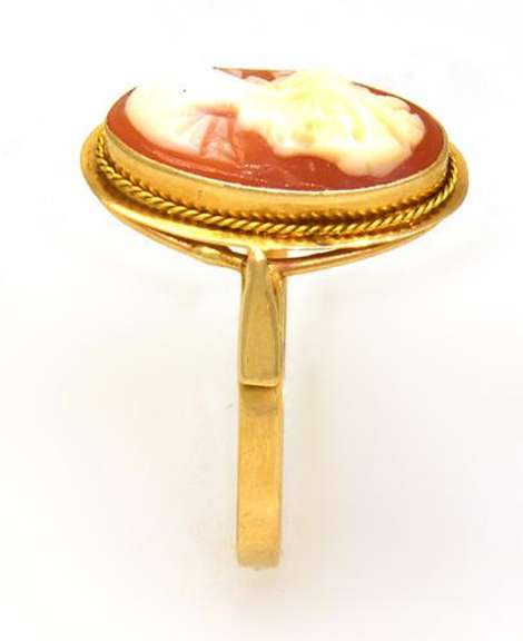 Oval Carnelian Cameo Ring in Gold, Size 6