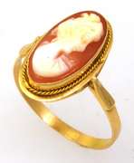 Oval Carnelian Cameo Ring in Gold, Size 6