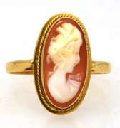 Oval Carnelian Cameo Ring in Gold, Size 6