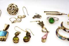 Assortment of Earrings, Pedants, Rings, Bracelet, & 16in Chain