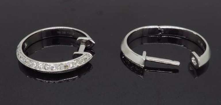 14K White Gold Diamond Hoop Earrings